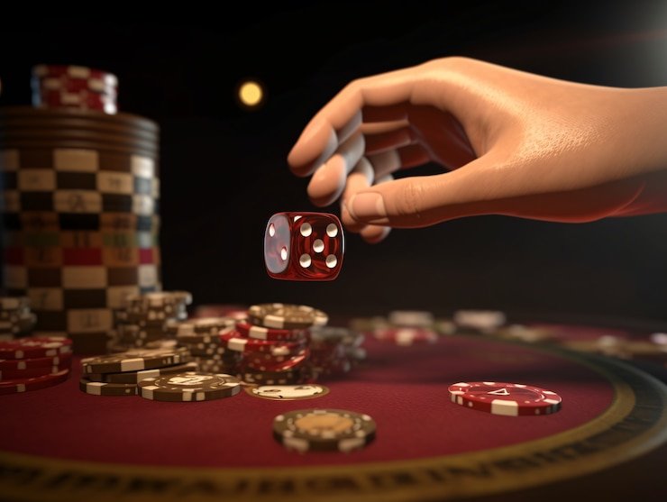Ilustrasi permainan kasino virtual dengan dealer live